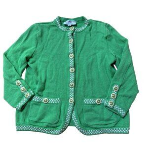 St. John Green Cardigan Sweater Size 4